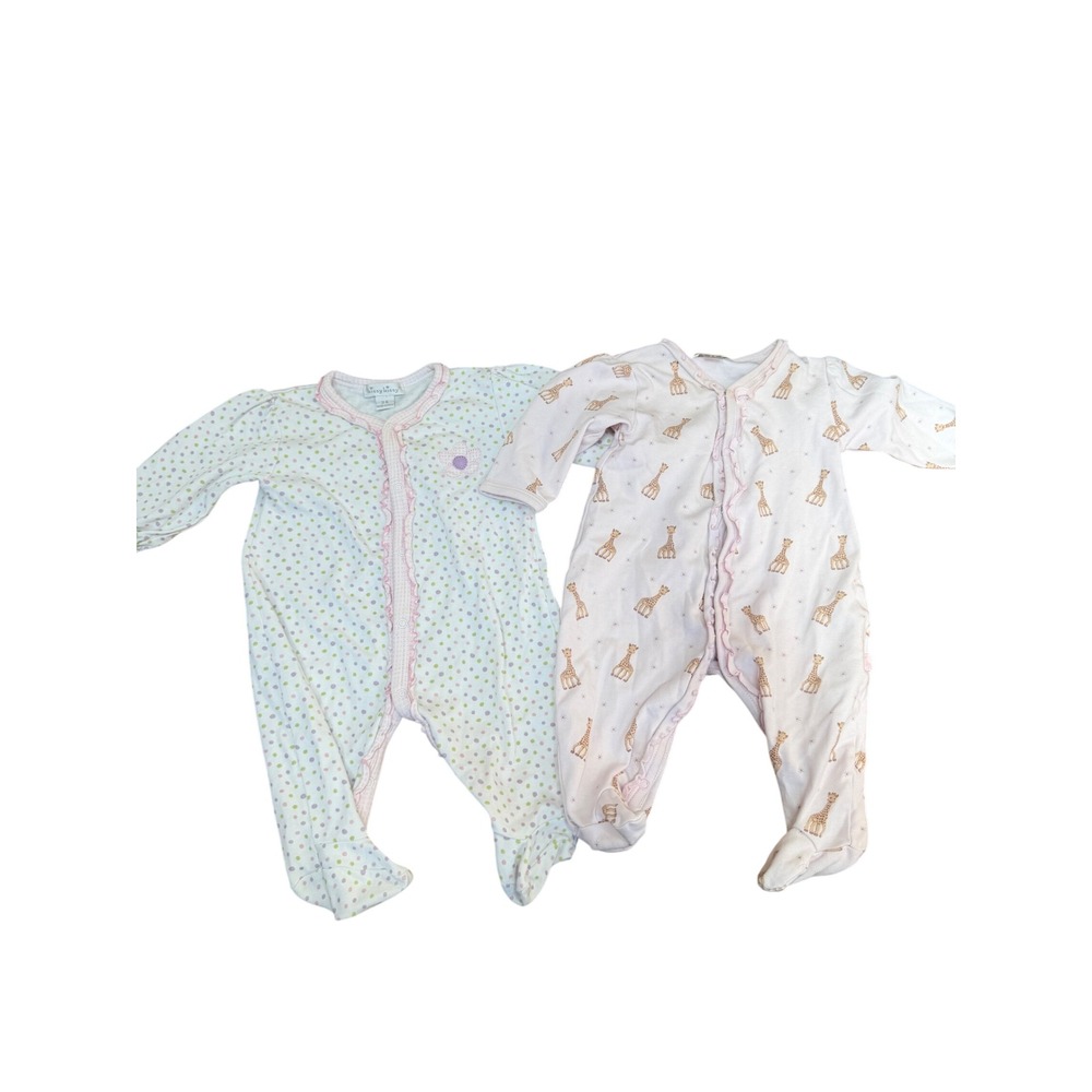 Kissy Kissy Sophie la‎ Girafe Pima Cotton Footie Pajamas Set 3-6 Months Pink 2pc